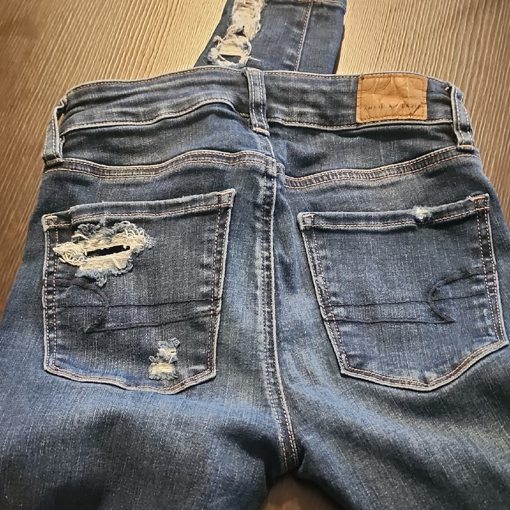 American Eagle Outfitters Ripped Blue Skinny Jeans - Picture 13 of 14